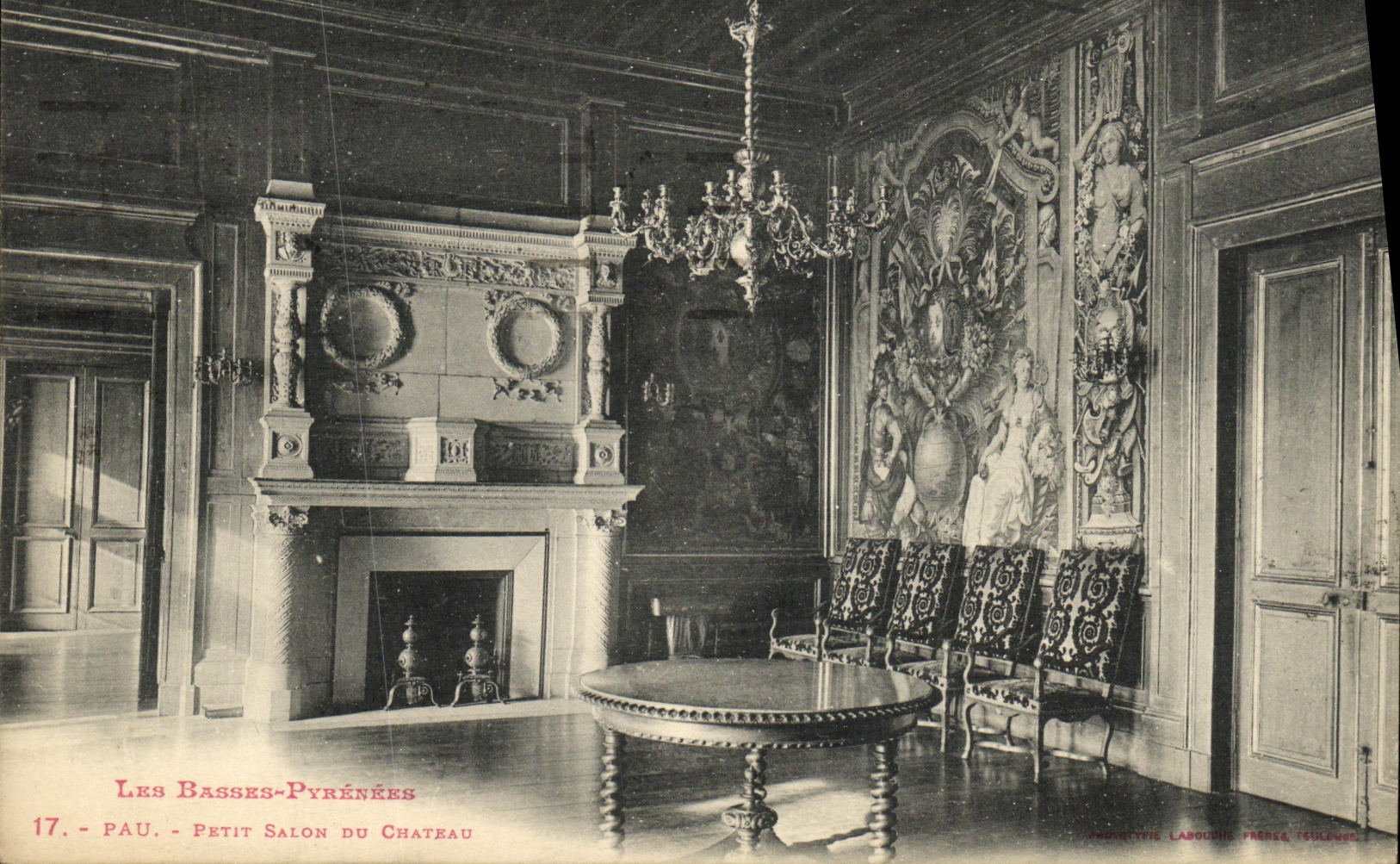 VINTAGE POSTCARD Pau Small Living room Of the Castle