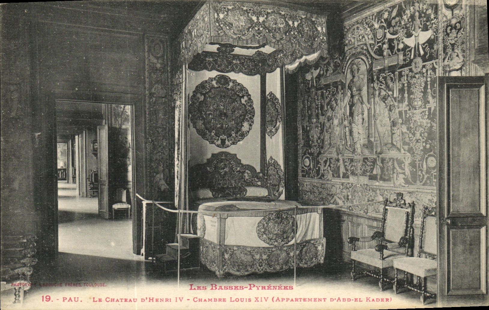 VINTAGE POSTCARD Pau the Castle D Henri Room Louis XIV Apartment D Abd el Kader