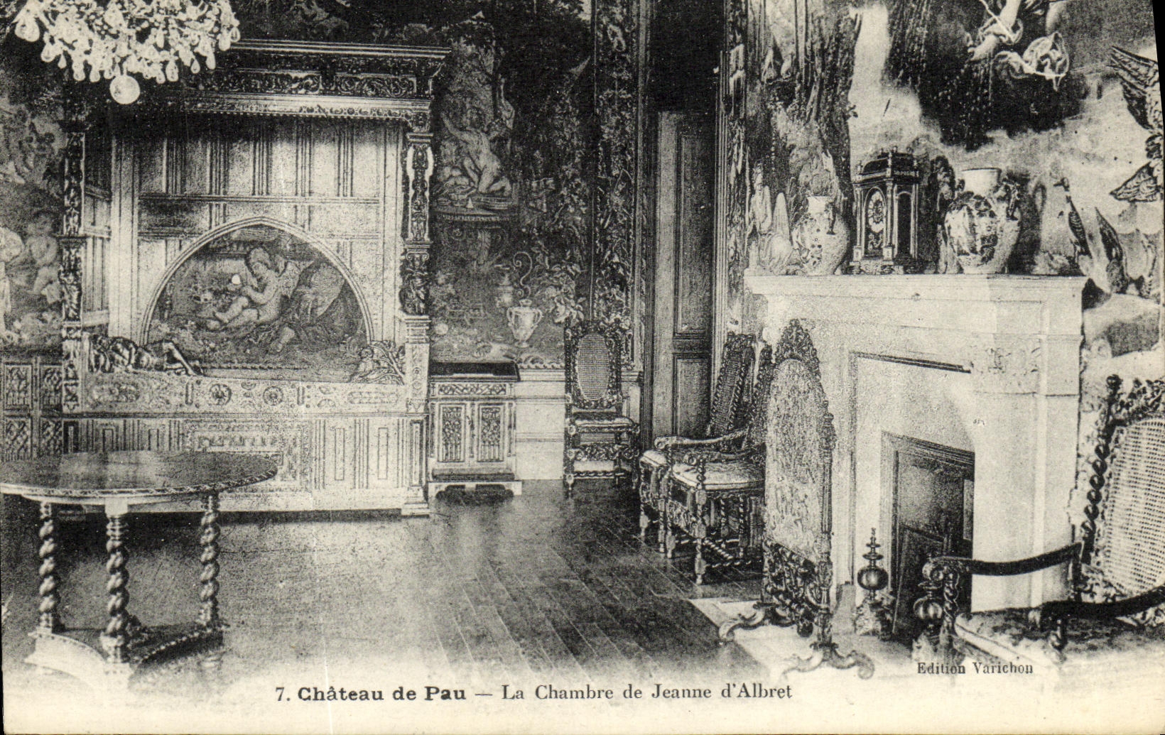 VINTAGE POSTCARD Castle of Pau the Room Of Jeanne D Albert