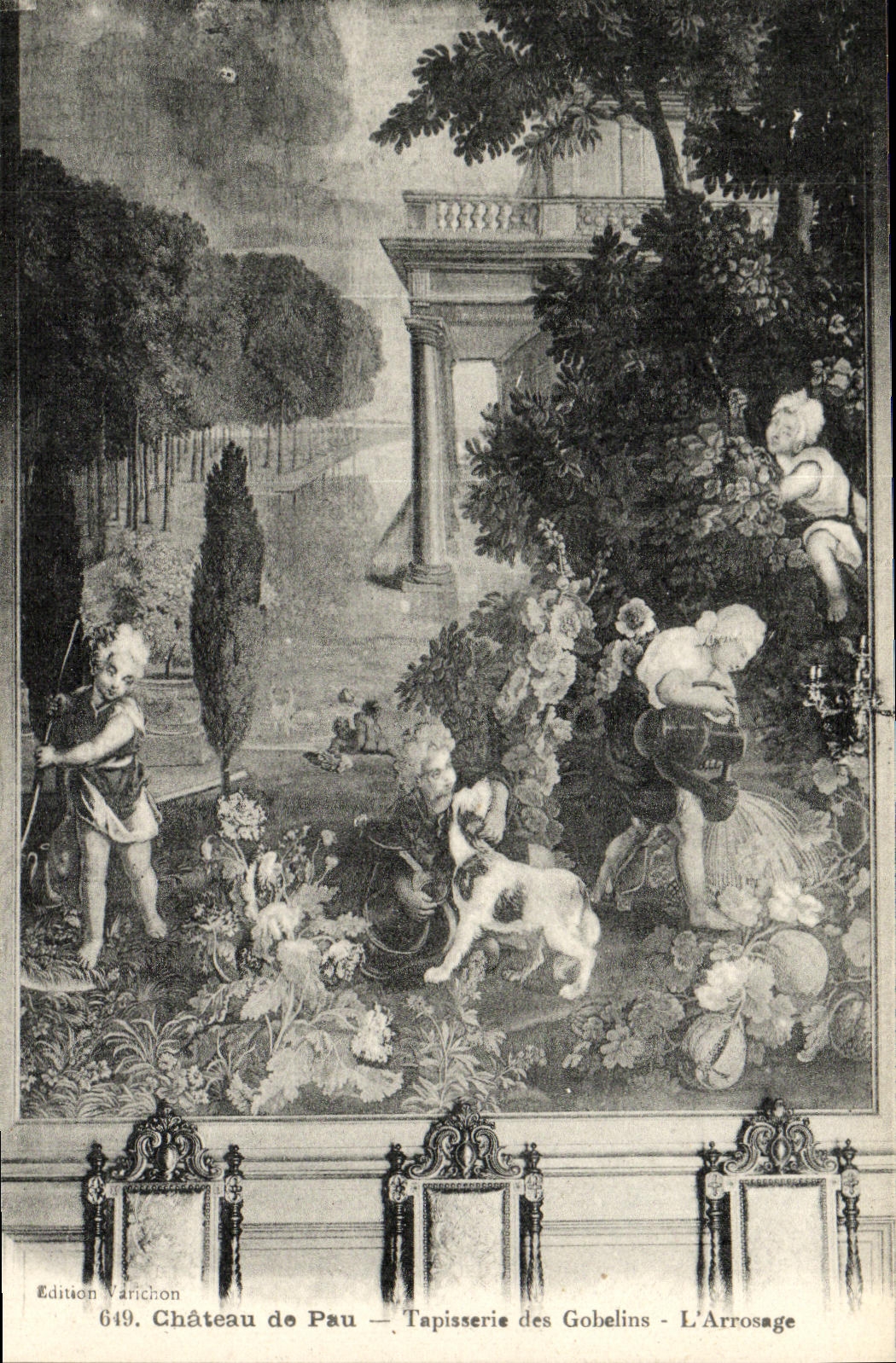 VINTAGE POSTCARD Pau Castle of Tapestry of the Goblins L Watering