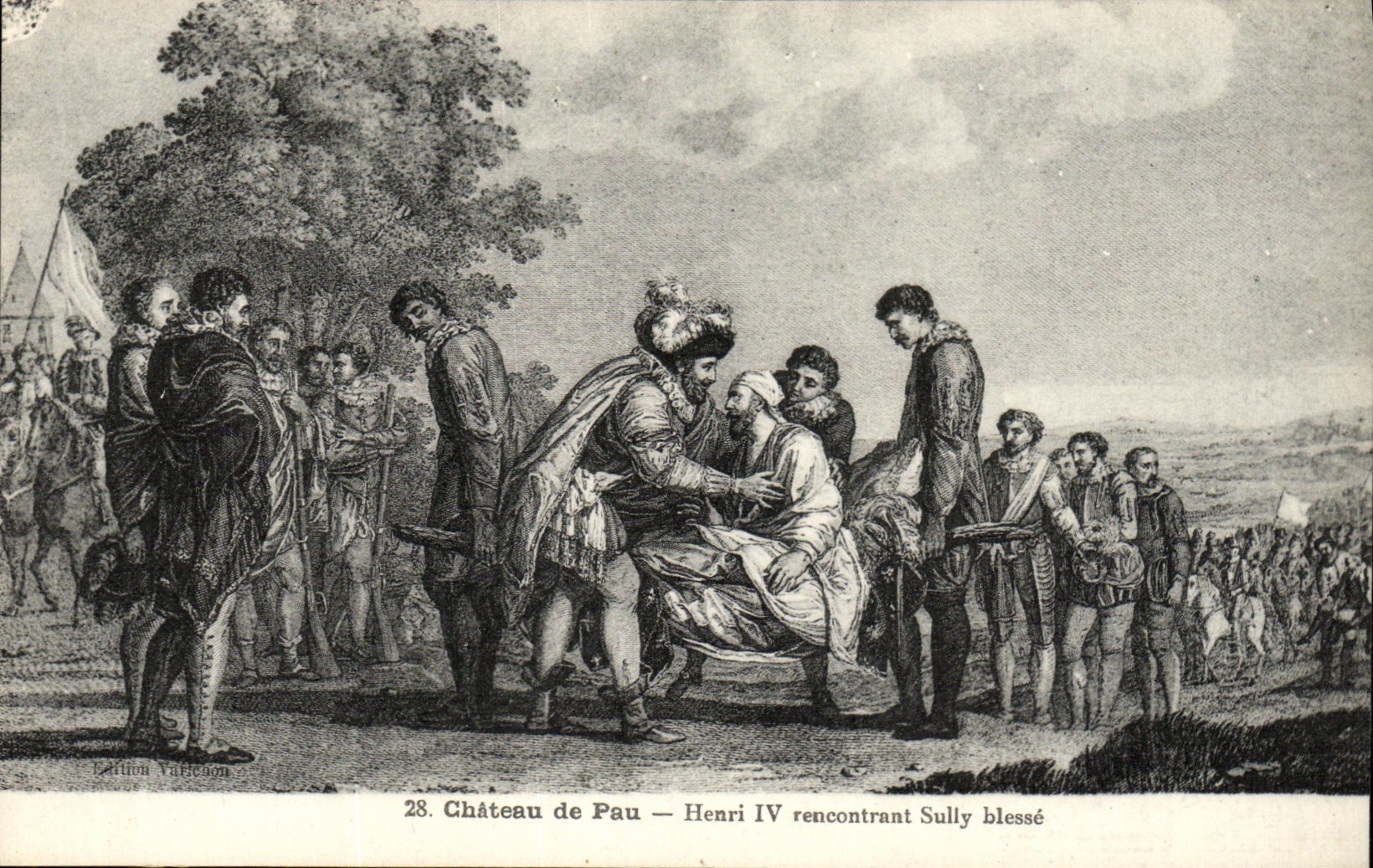 VINTAGE POSTCARD Pau Castle Henru IV meeting Sully nless