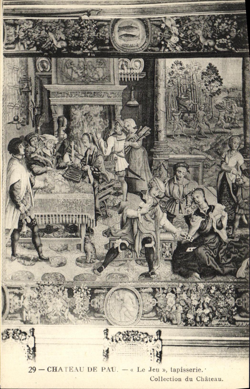 VINTAGE POSTCARD Pau Castle Tapestry Collection of the Castle play