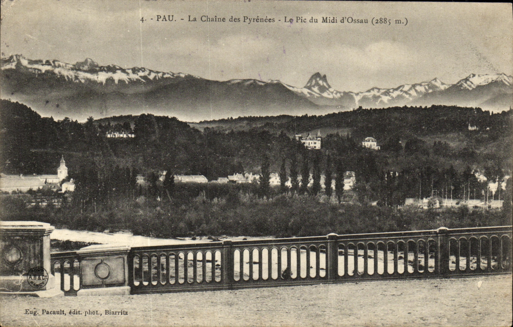 VINTAGE POSTCARD Pau the Chain of Pyrenes the Peak of the South D Ossau