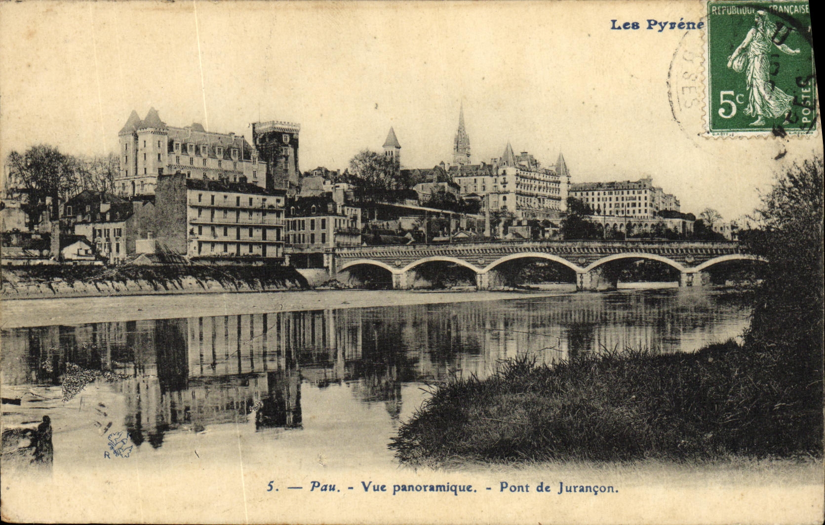 VINTAGE POSTCARD Pau Panoramic View Bridge of Jurancon