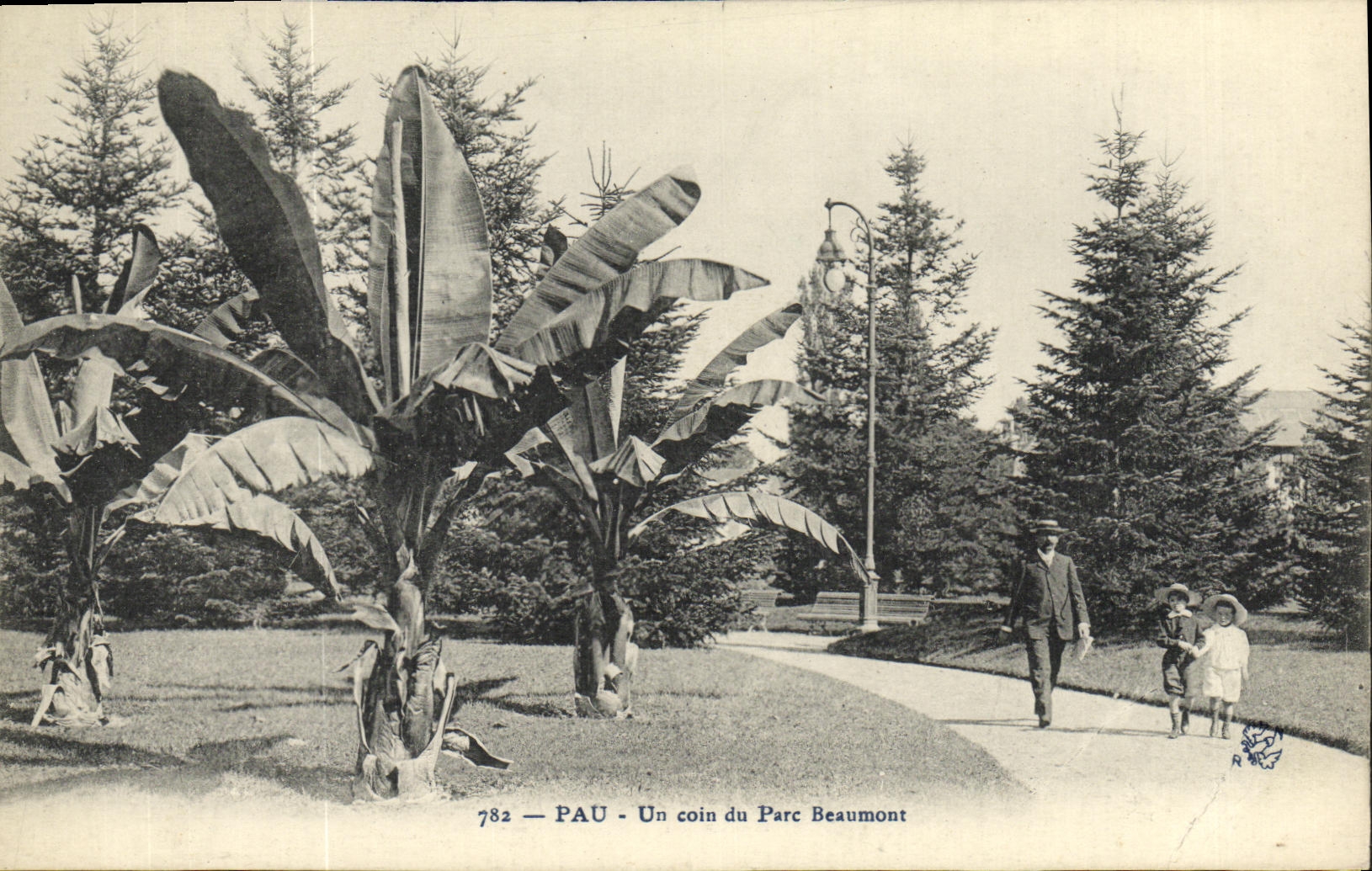 POSTAL Pau de la VENDIMIA un parque de la esquina de Beaumont
