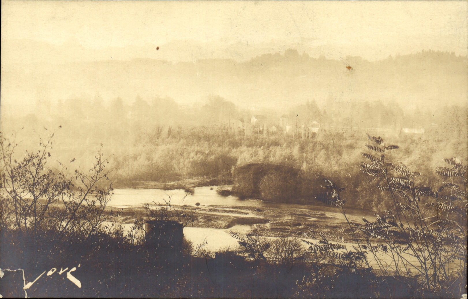 VINTAGE POSTCARD Pau Gave slopes of Bosdarros and the peak D Ossau