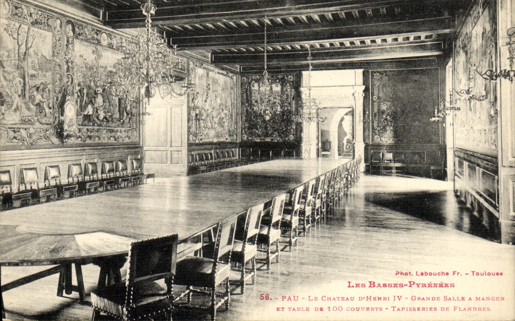 VINTAGE POSTCARD Pau the Castle D Henri IV Big room has to eat and counts of 100 Tapisserie covers of Flandres