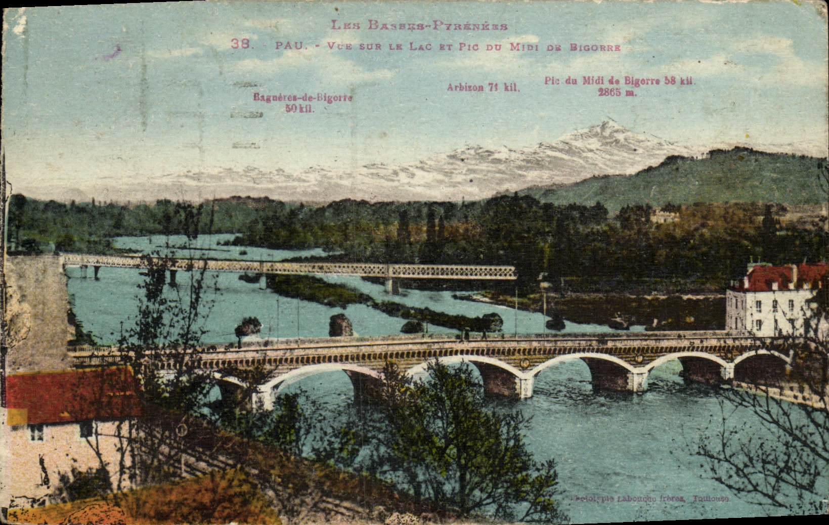 VINTAGE POSTCARD Pau Seen On the Lake Peak Of the South of Bigorre
