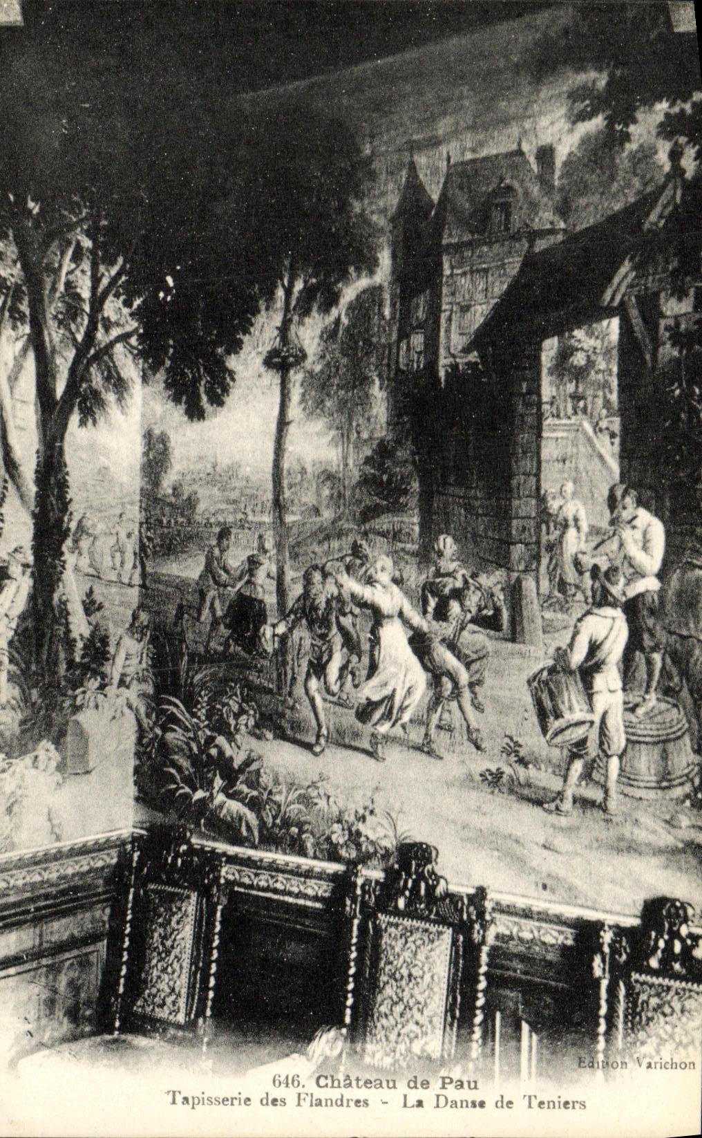VINTAGE POSTCARD Pau Castle of Pau Tapestry of Flandres Dance of Tenieres