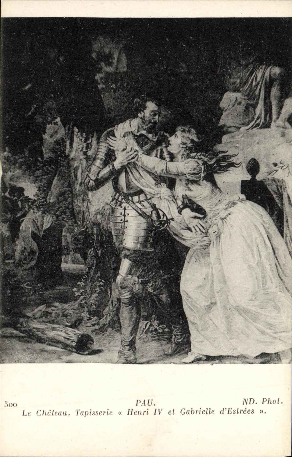 VINTAGE POSTCARD Pau Castle Tapestry Henri IV and Gabrielle D Estrees