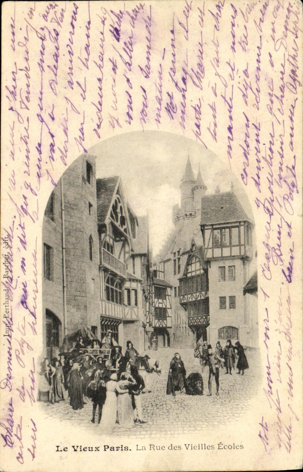 VINTAGE POSTCARD the Paris Old man the Street of the Old Schools