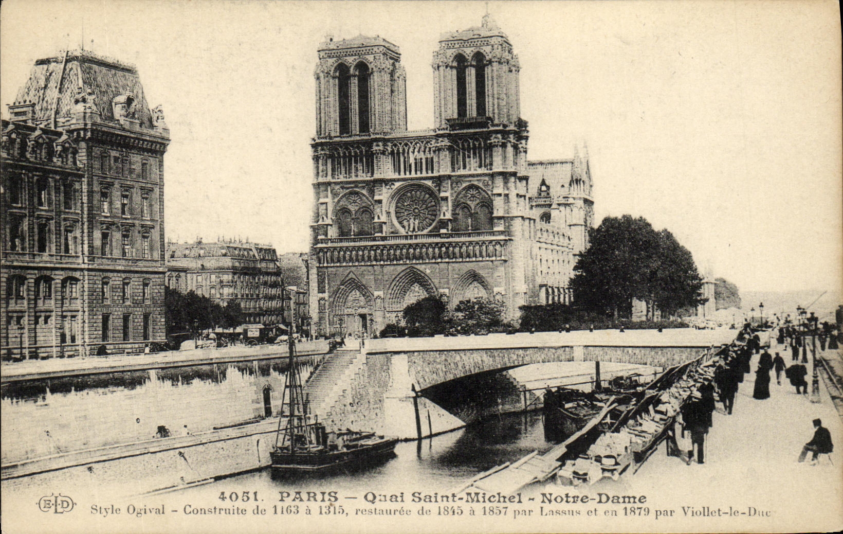 VINTAGE POSTCARD Paris Quay Saint Michel Notre Dame Secondhand booksellers