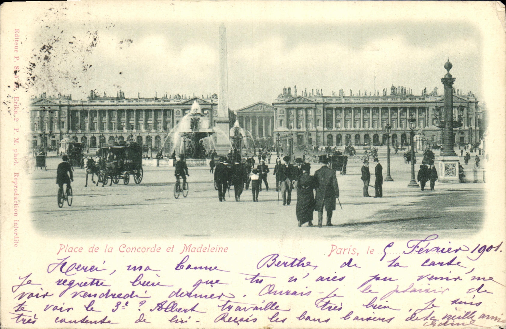 VINTAGE POSTCARD Paris Places Harmony and Madeleine