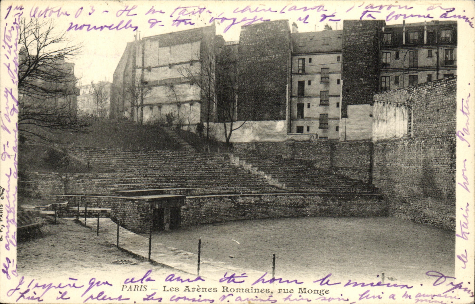 CPA Paris Les Arenes Romaines Rue Monge