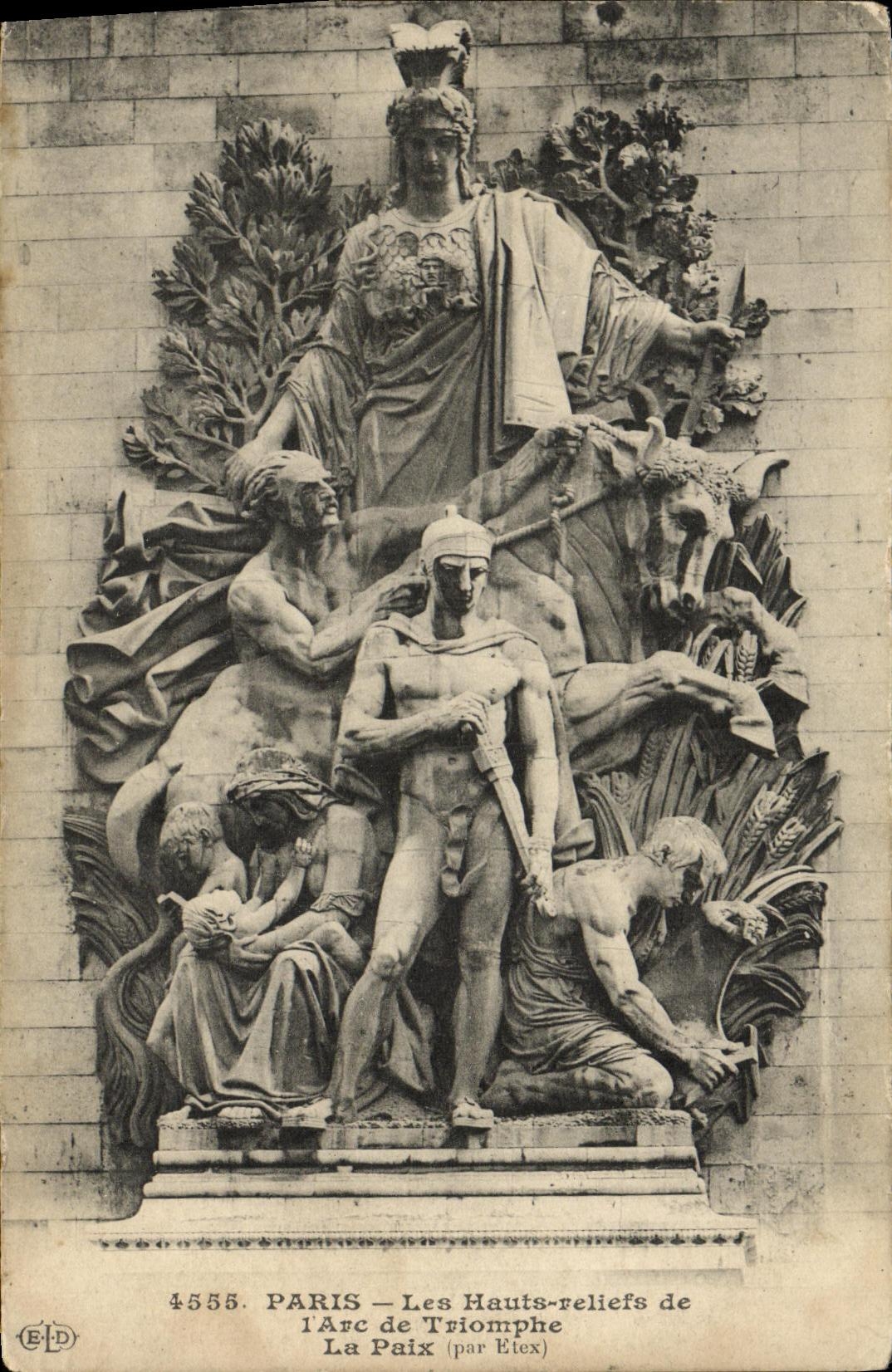 Relevaciones de Paris de la POSTAL de la VENDIMIA altas de L Arc de Triomphe paz