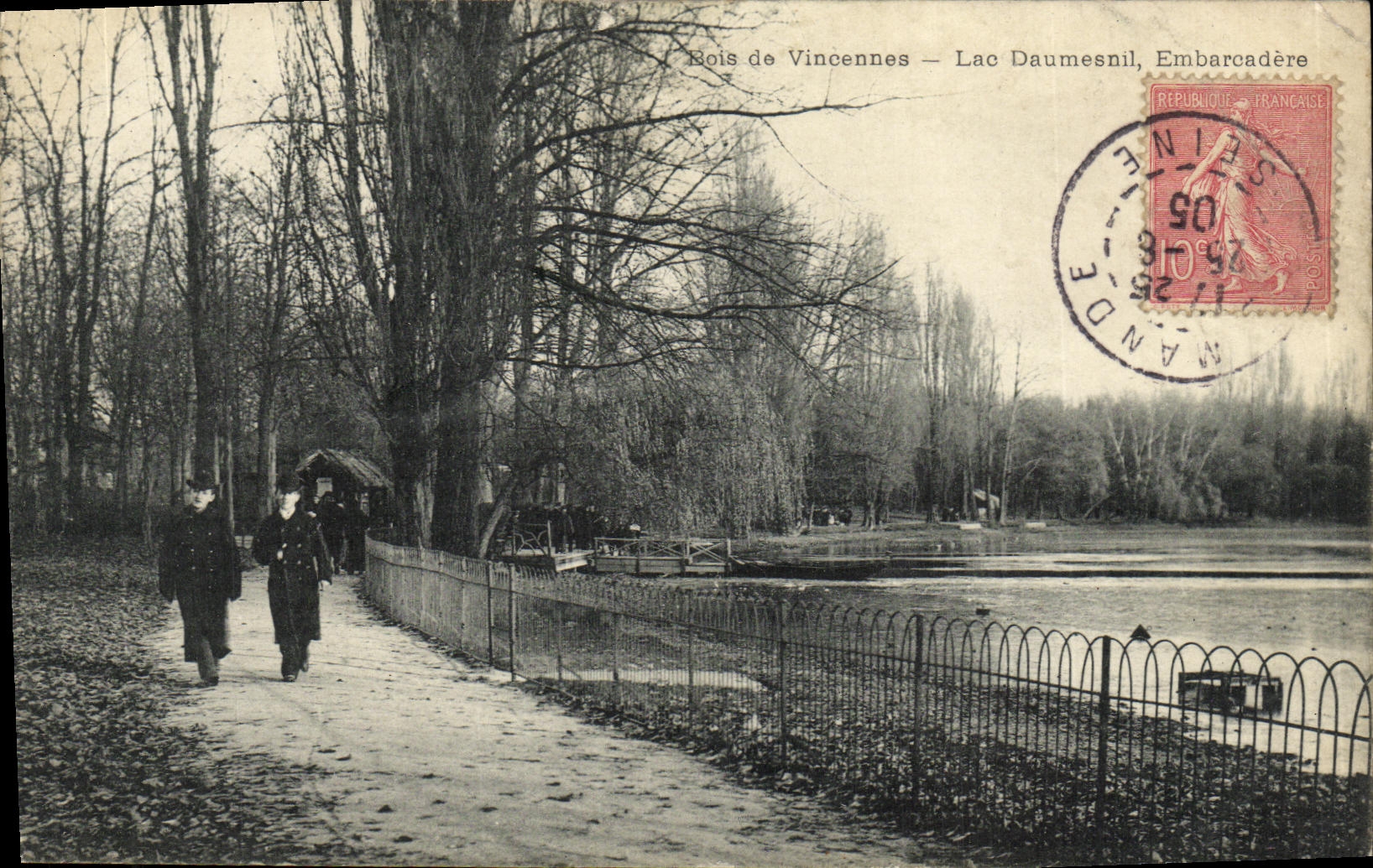 VINTAGE POSTCARD Paris Wood of Vincennes Lake Daumesnil Landing stage