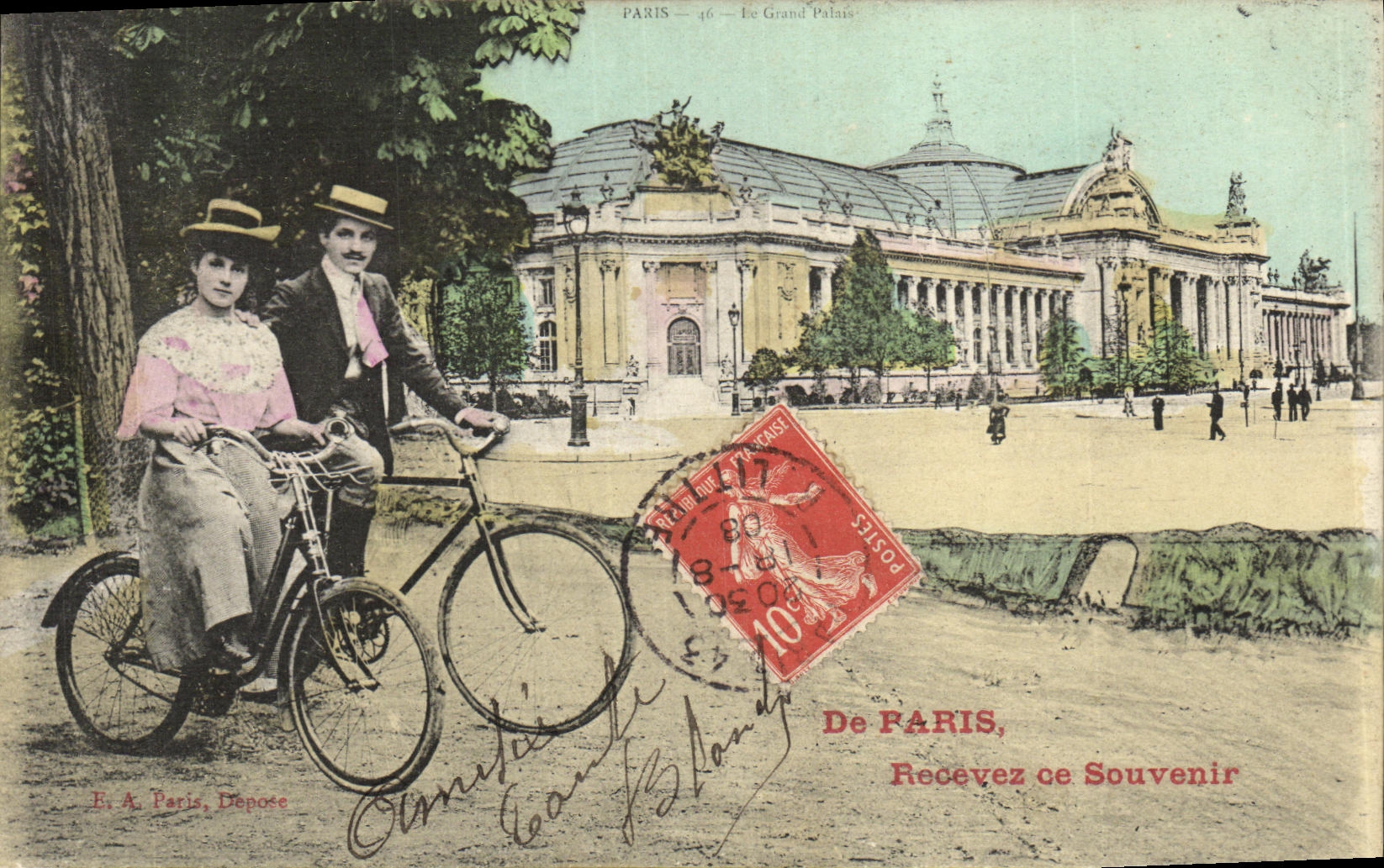 CPA Paris De Recevez ce Souvenir Grand palais Velo