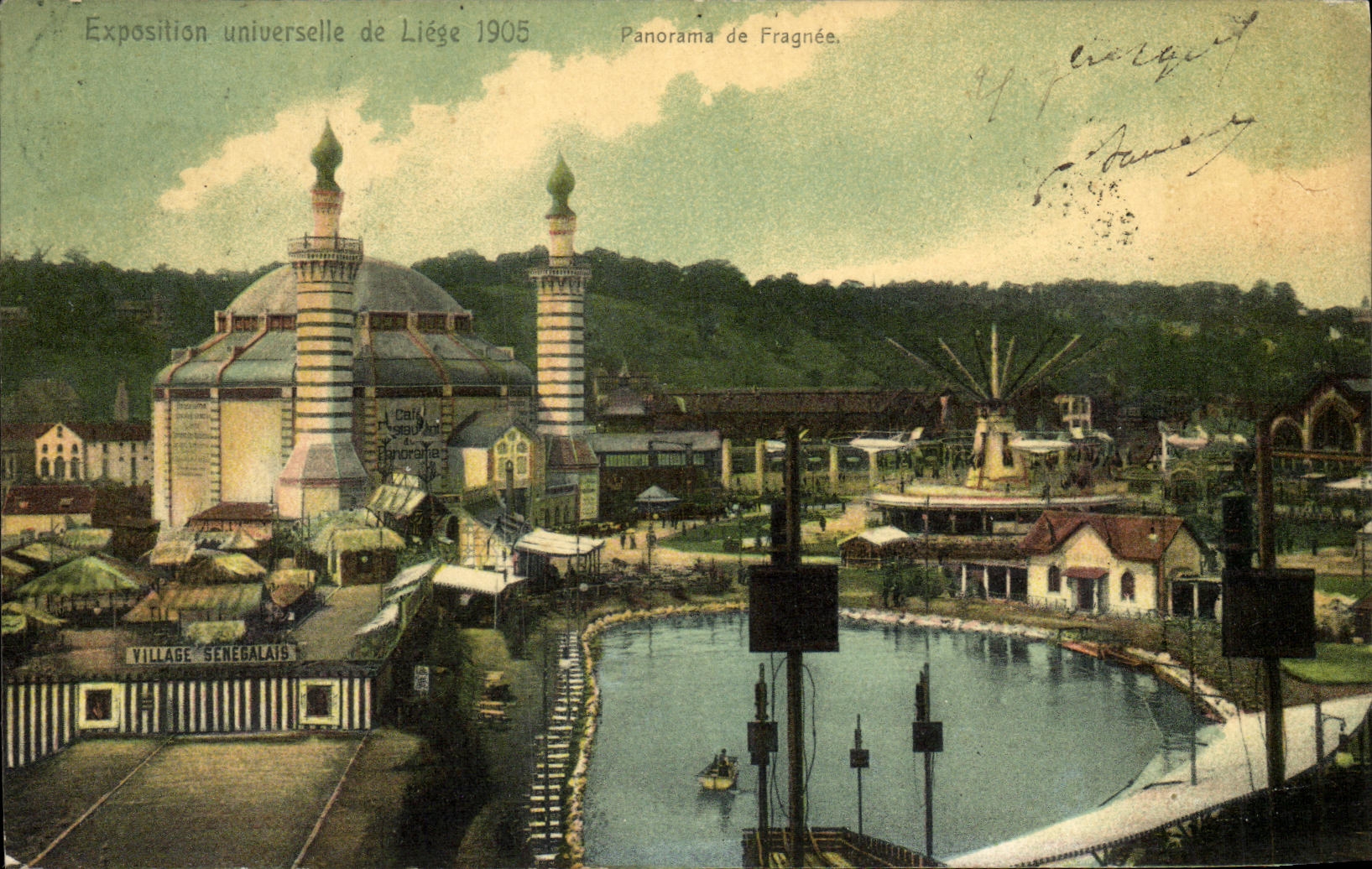 Feria de mundo de la POSTAL de la VENDIMIA del panorama 1905 de Lieja de Fragnee