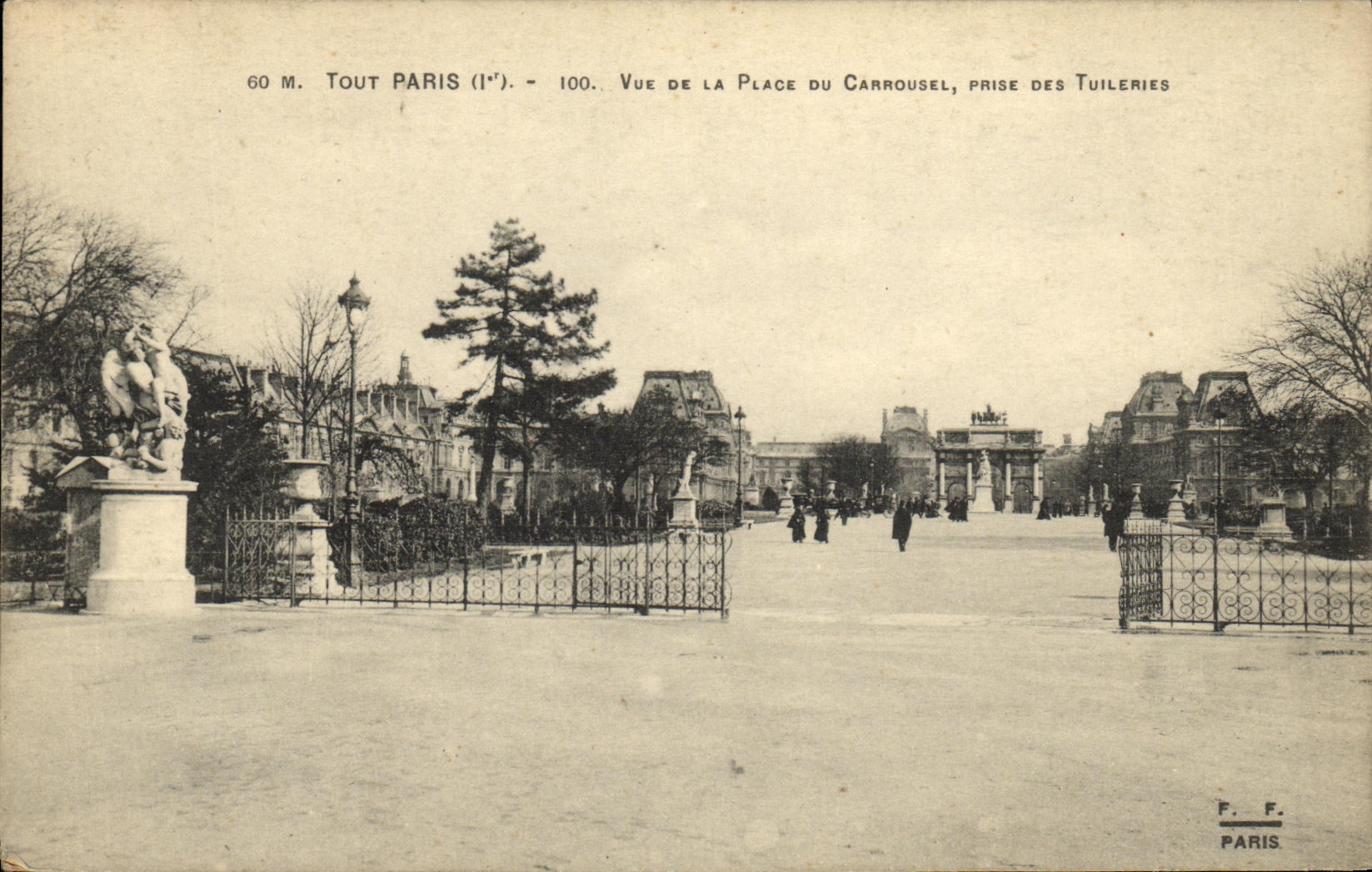 Torre de Paris de la POSTAL de la VENDIMIA vista del lugar del carrusel tomado de Tileries