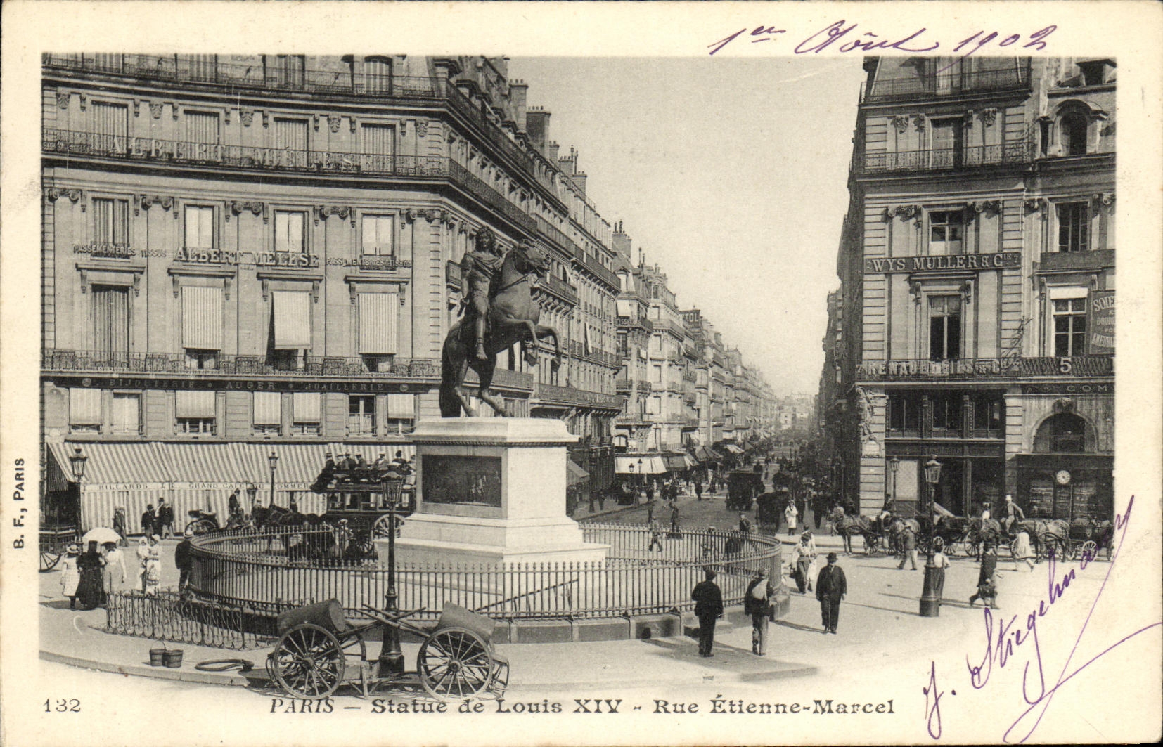 VINTAGE POSTCARD Paris Rules of Louis XIV Street Etienne Marcel