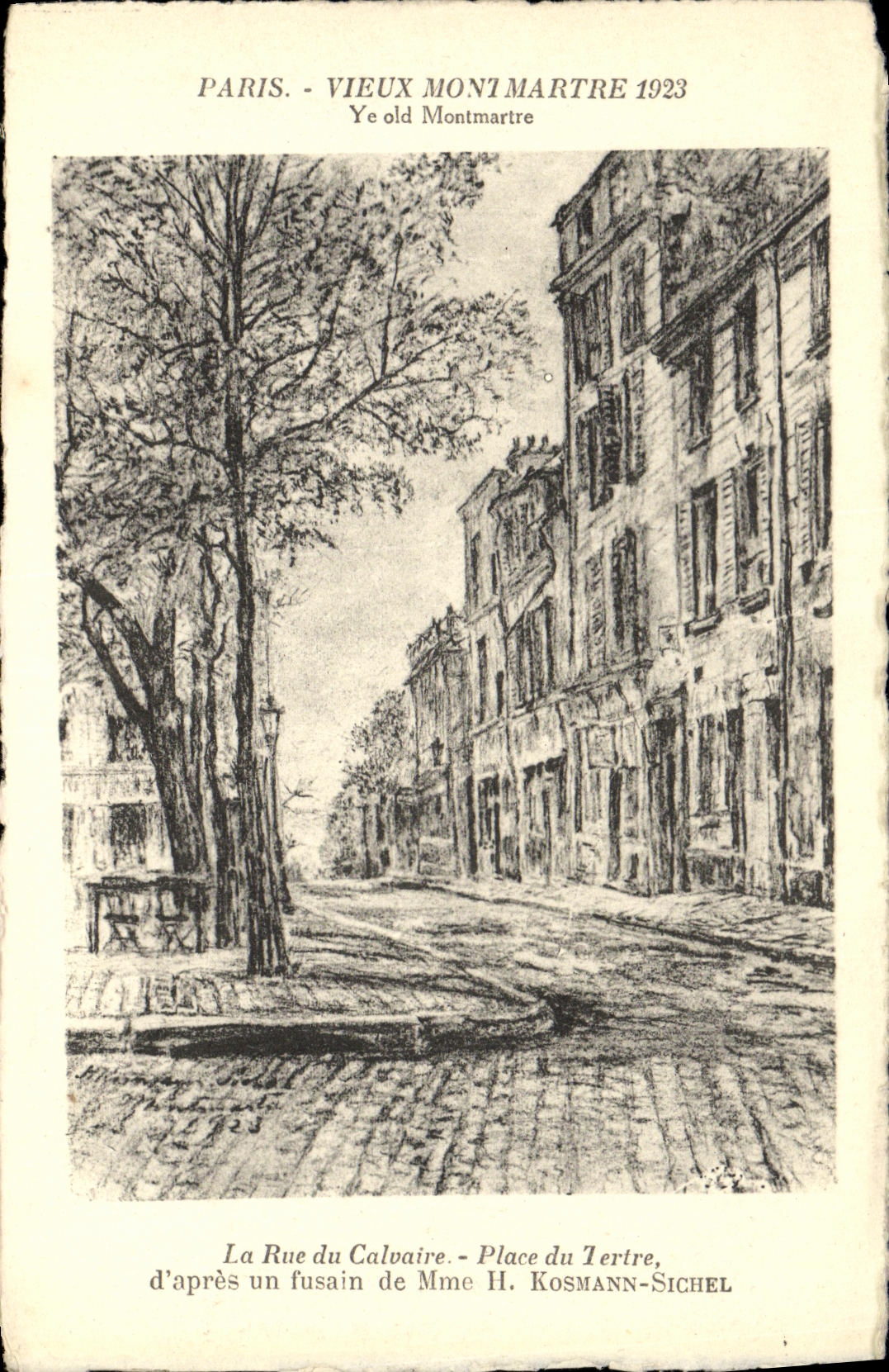 CPA Paris Vieux Montmartre 1923 La rue du calvaire Place du Tertre