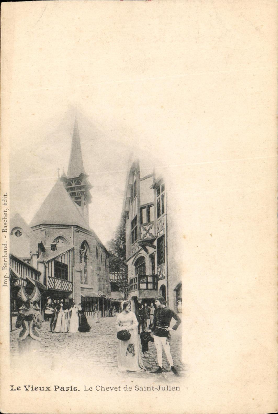 VINTAGE POSTCARD the Paris Old man the Bedside of Julien Saint