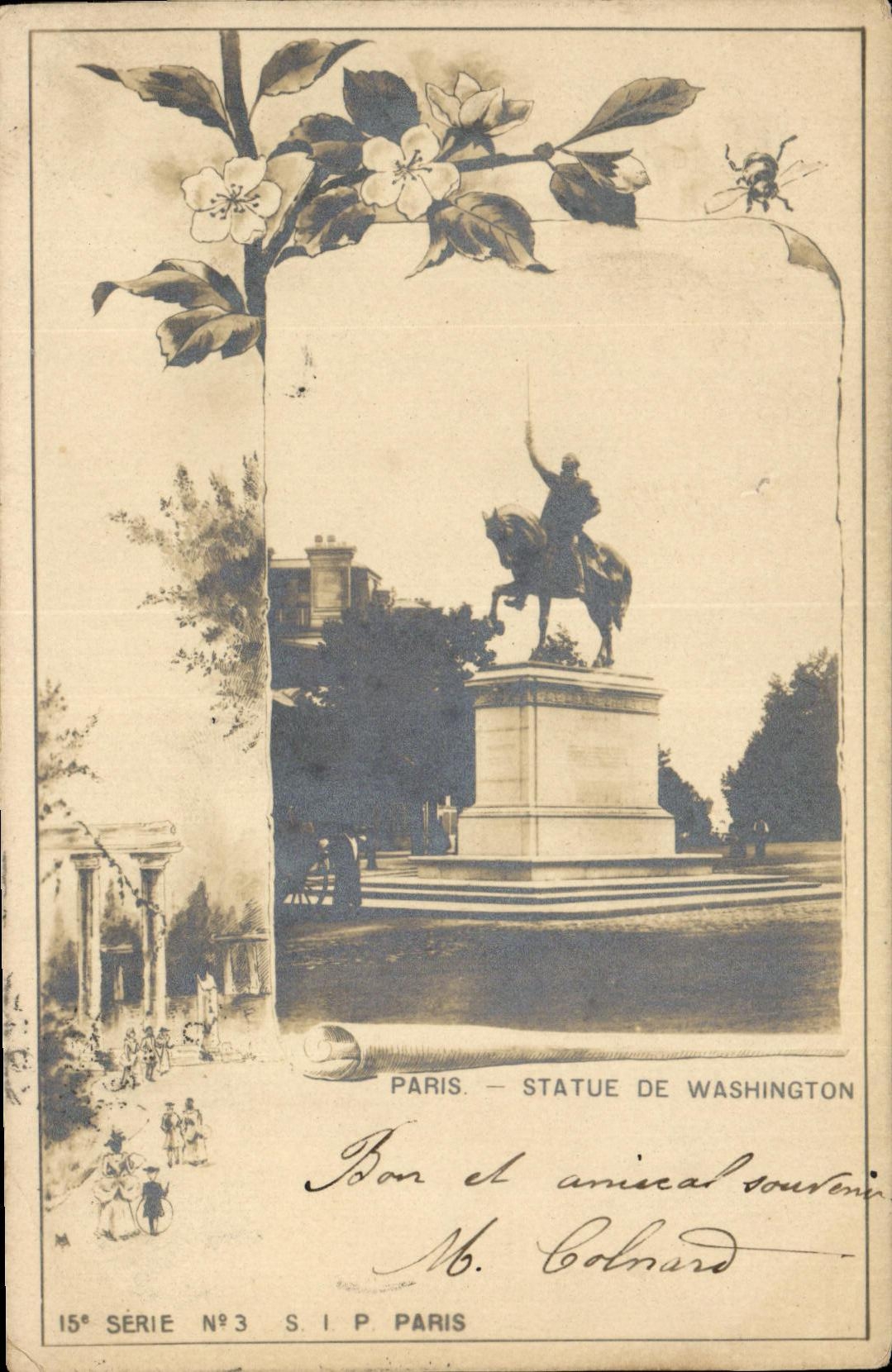 CPA Paris Statue De Washington 