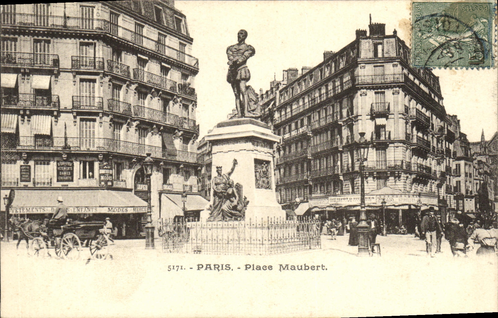 VINTAGE POSTCARD Paris Places Maubert