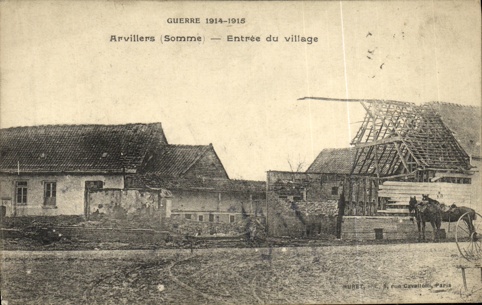 VINTAGE POSTCARD Arvilliers Entered of the villaeg Militaria