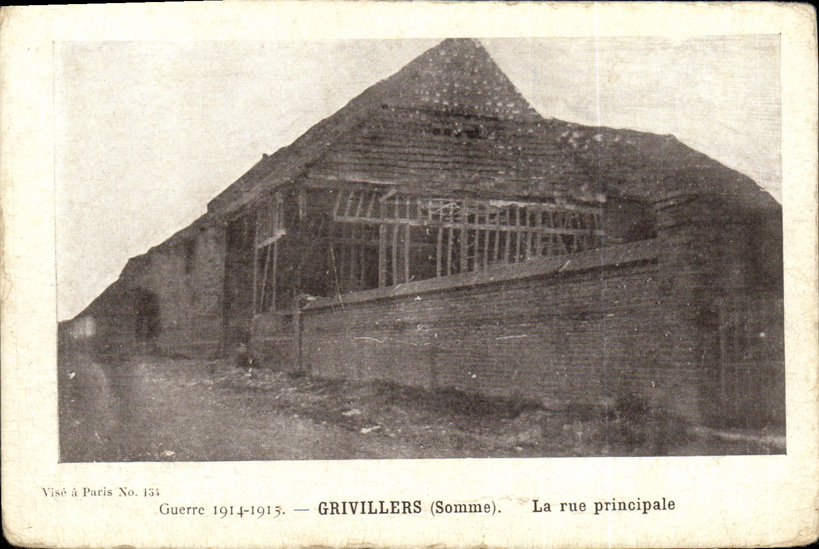 VINTAGE POSTCARD Grivillers the Militaria Main street