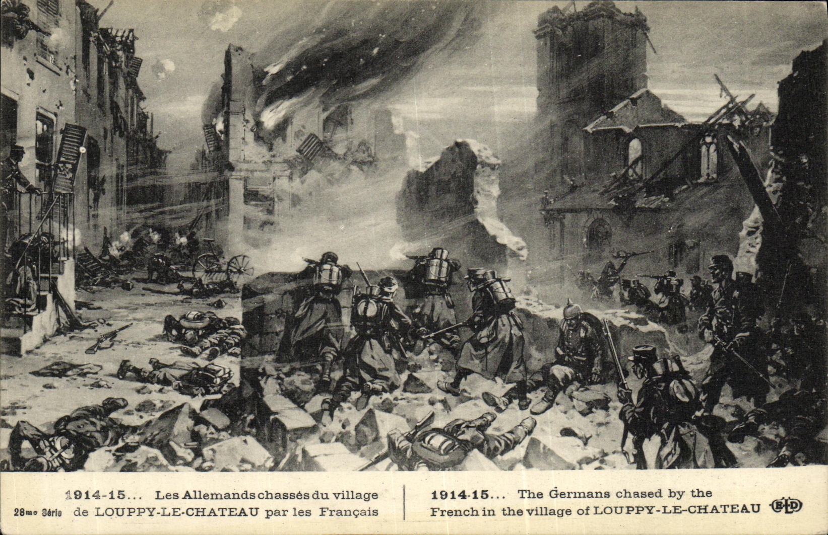 VINTAGE POSTCARD the Germans huntings of the Village De Louppy the Castle By the Militaria French