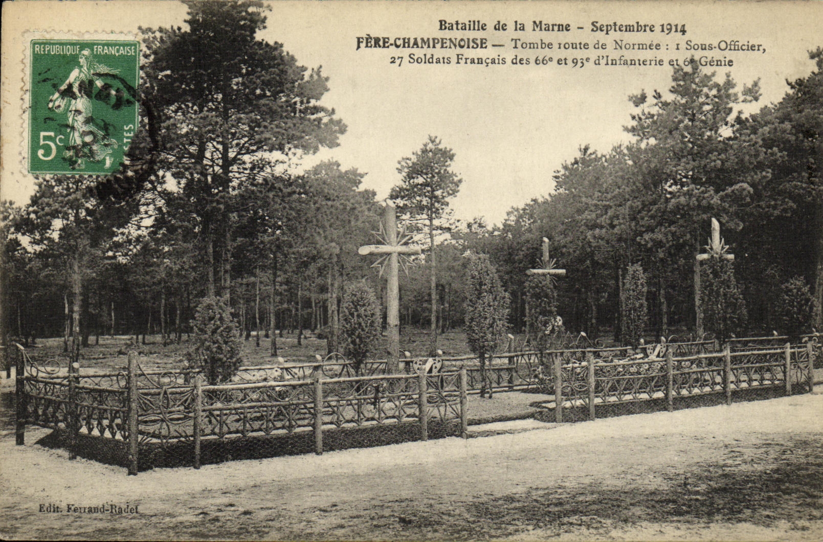 VINTAGE POSTCARD Fere Champenoise Falls Road from Normee Militaria