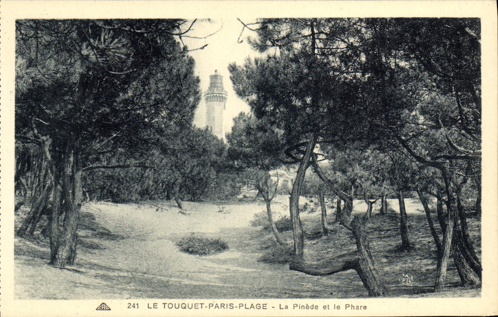 VINTAGE POSTCARD Touquet Paris Beach the Pine forest and the Lighthouse
