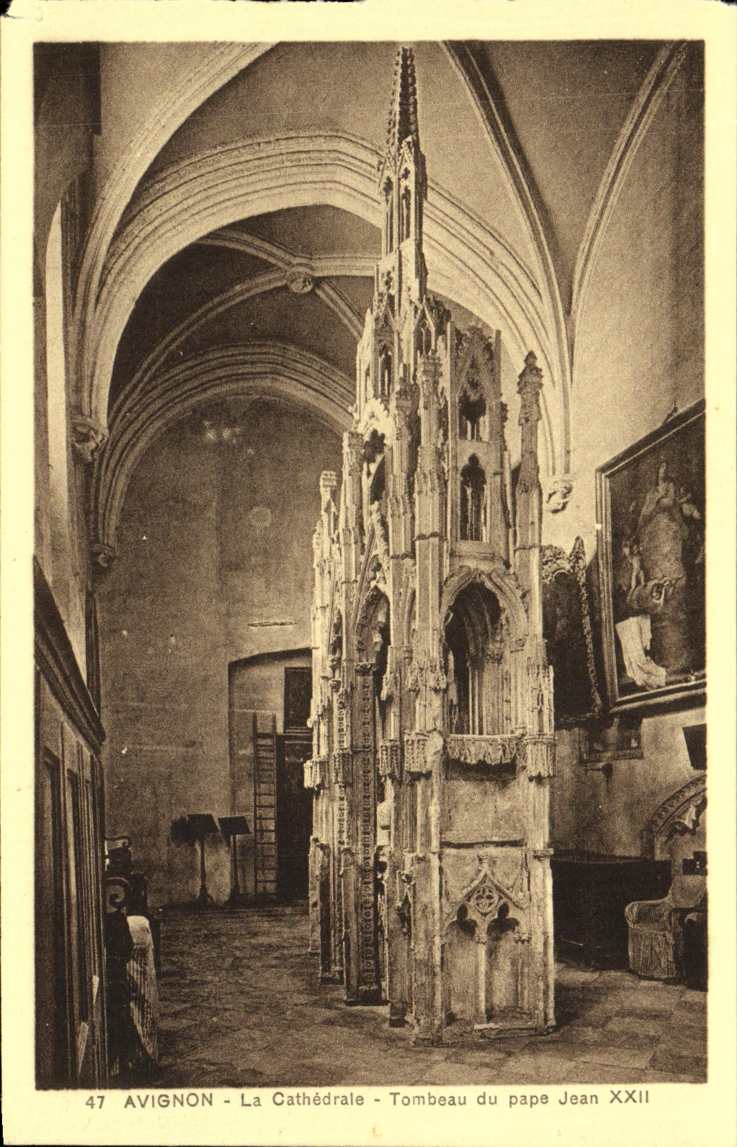 Paladar de Avignon de la POSTAL de la VENDIMIA de los papas Tomb del papa Jean XXII