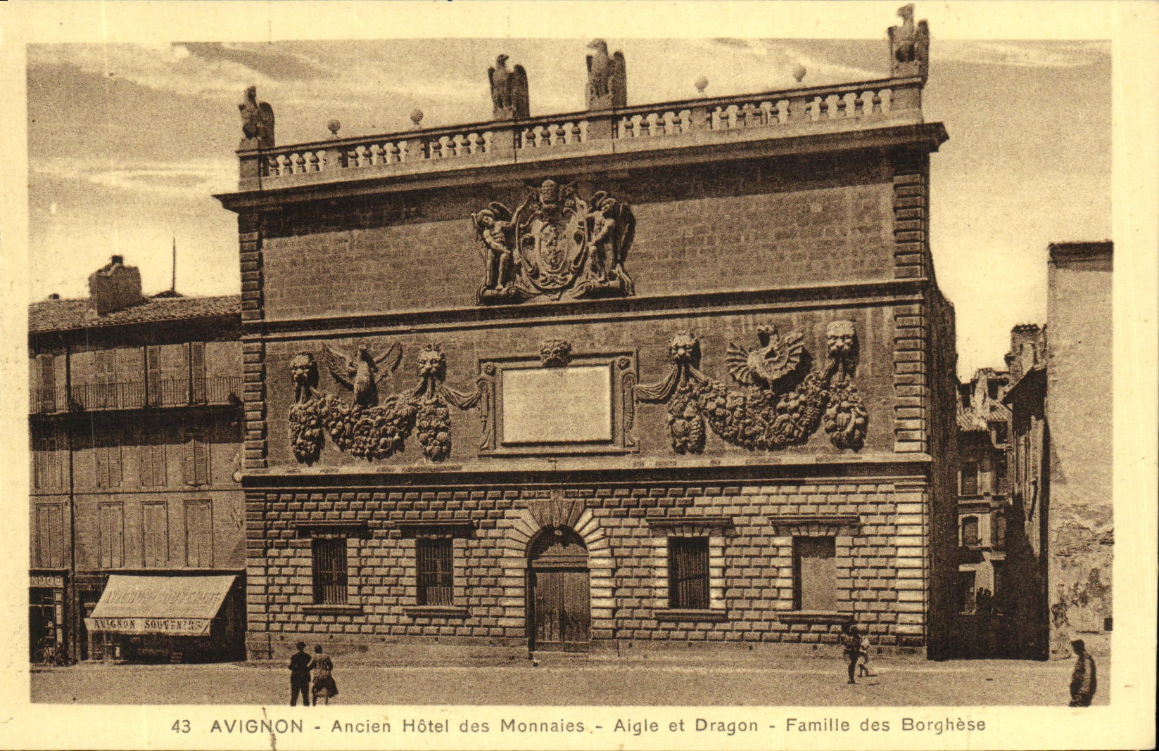 aguila de Avignon de la POSTAL de la VENDIMIA y familia Mint viejas del dragon de Borghese
