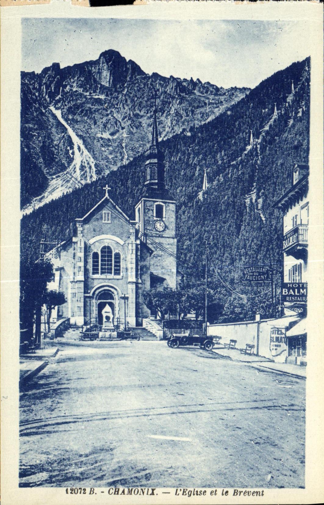 VINTAGE POSTCARD Chamonix L Church and Brevent
