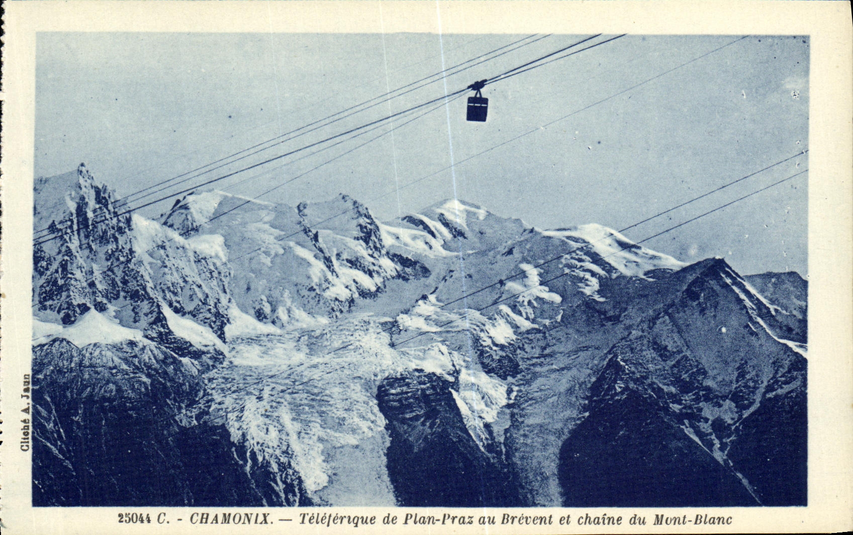 VINTAGE POSTCARD Chamonix Teteferique de Plan Praz In Brevent and Chaine of Mont Blanc