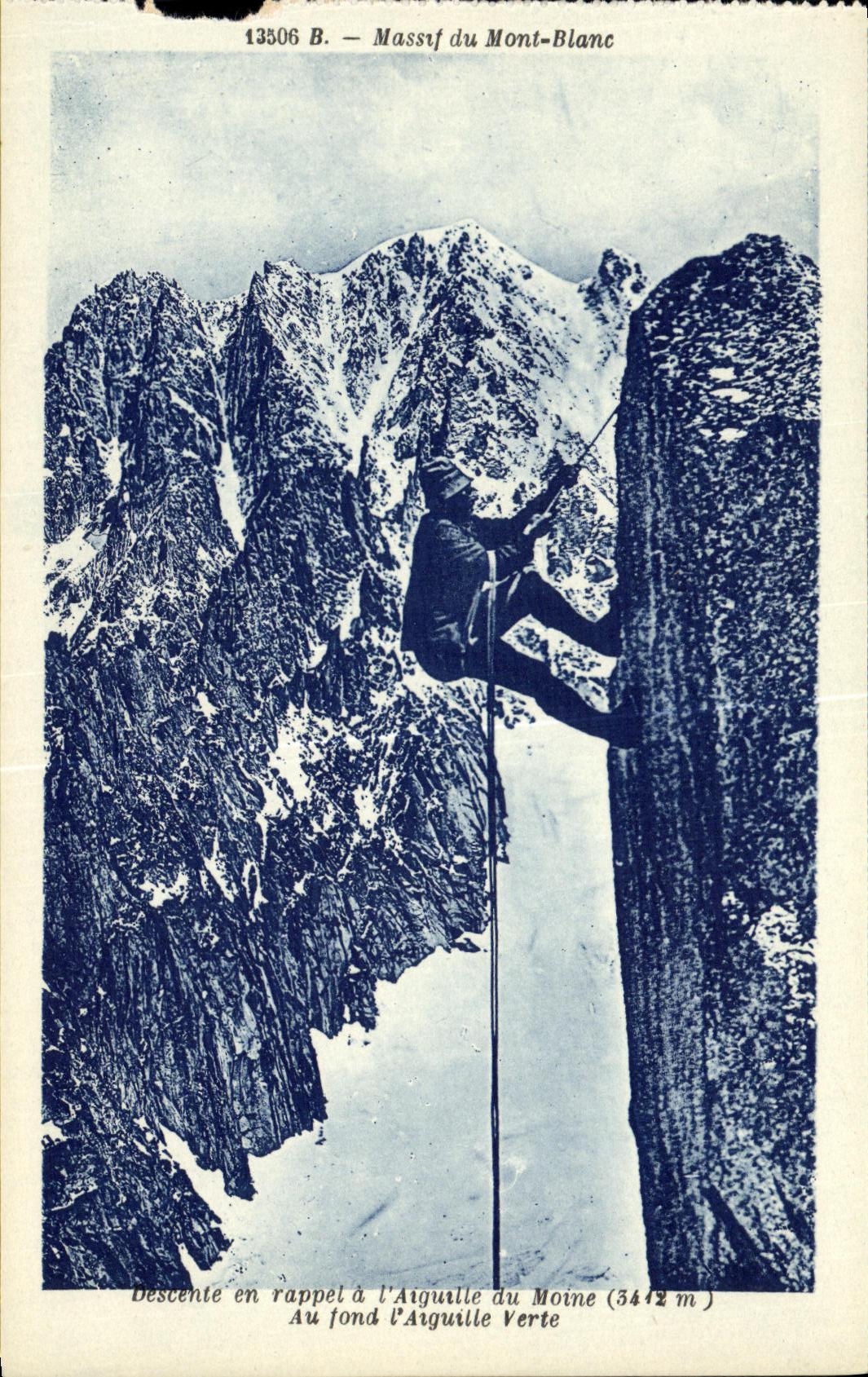 VINTAGE POSTCARD Chamonix Abseil has L switches of the Auf Monk melts L switches certe Alpinisme