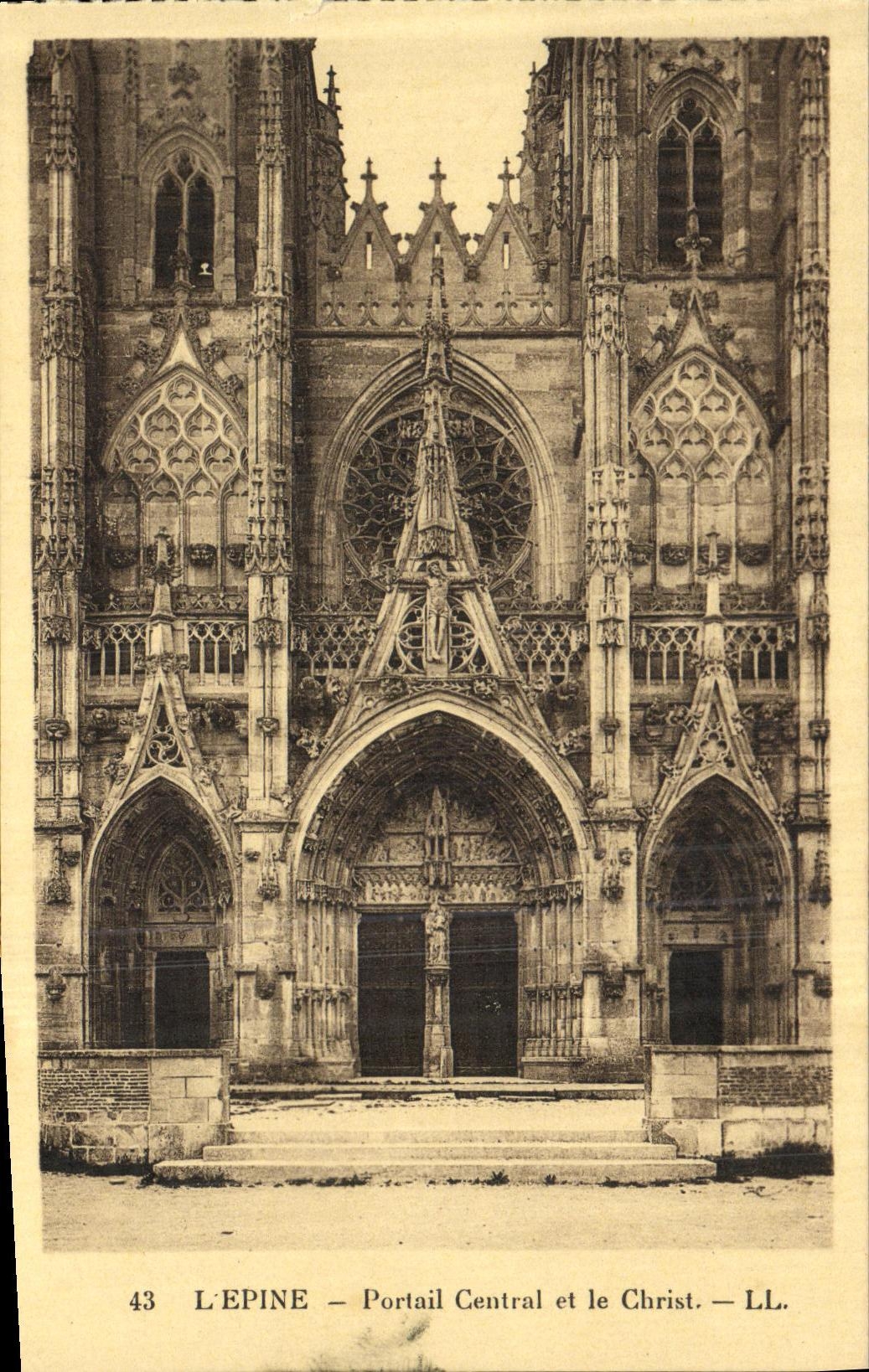 VINTAGE POSTCARD L Spine Central Gate and Christ