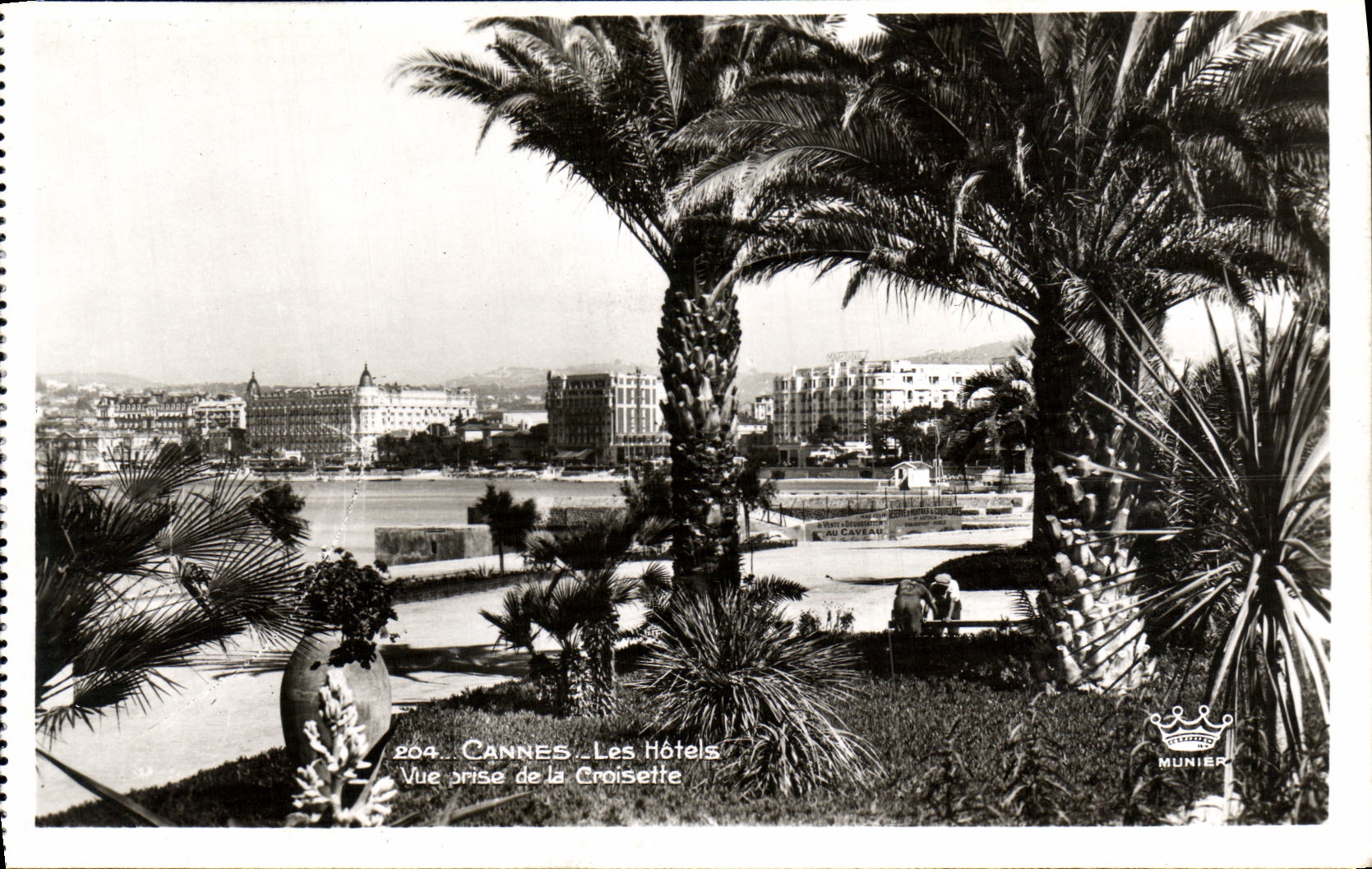 VINTAGE POSTCARD Cannes Hotels Seen from of the Small cross