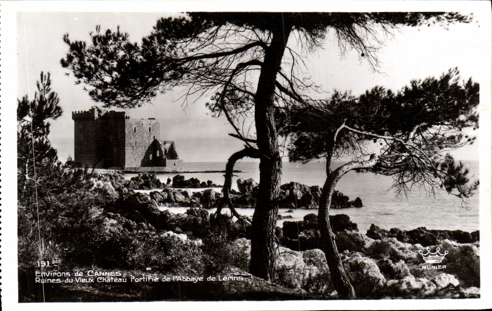 VINTAGE POSTCARD Cannes Ruins of the Old man fortiifie of L Abbey of Lerins