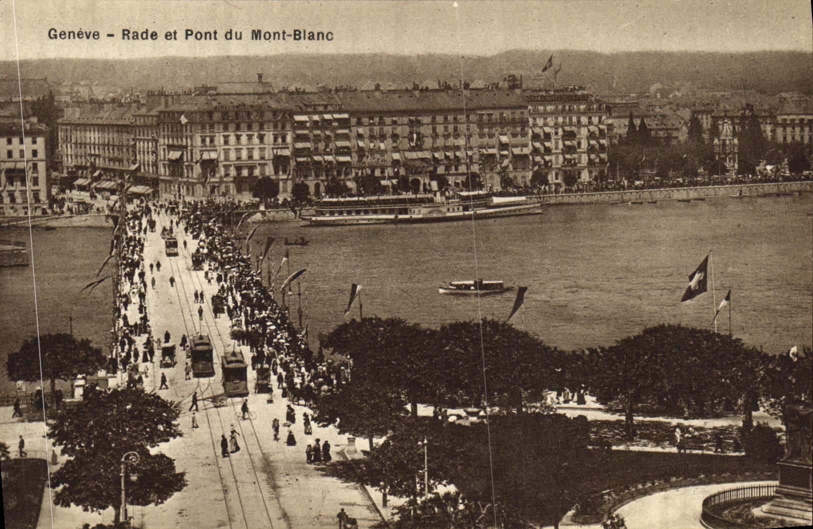 VINTAGE POSTCARD Geneva Splits and Bridge of Mont Blanc