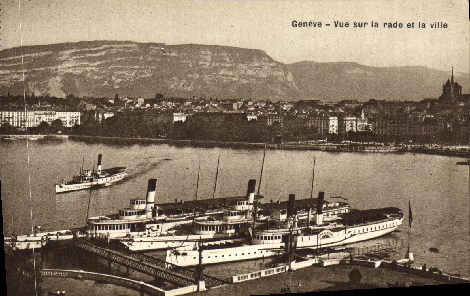 VINTAGE POSTCARD Geneva Seen on Roads and the Boats City