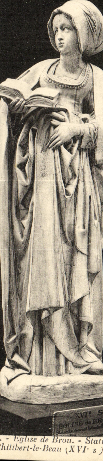 CPA Bourg Eglise de Brou Statuette du tombeau de Philibert le Beau Sibylle