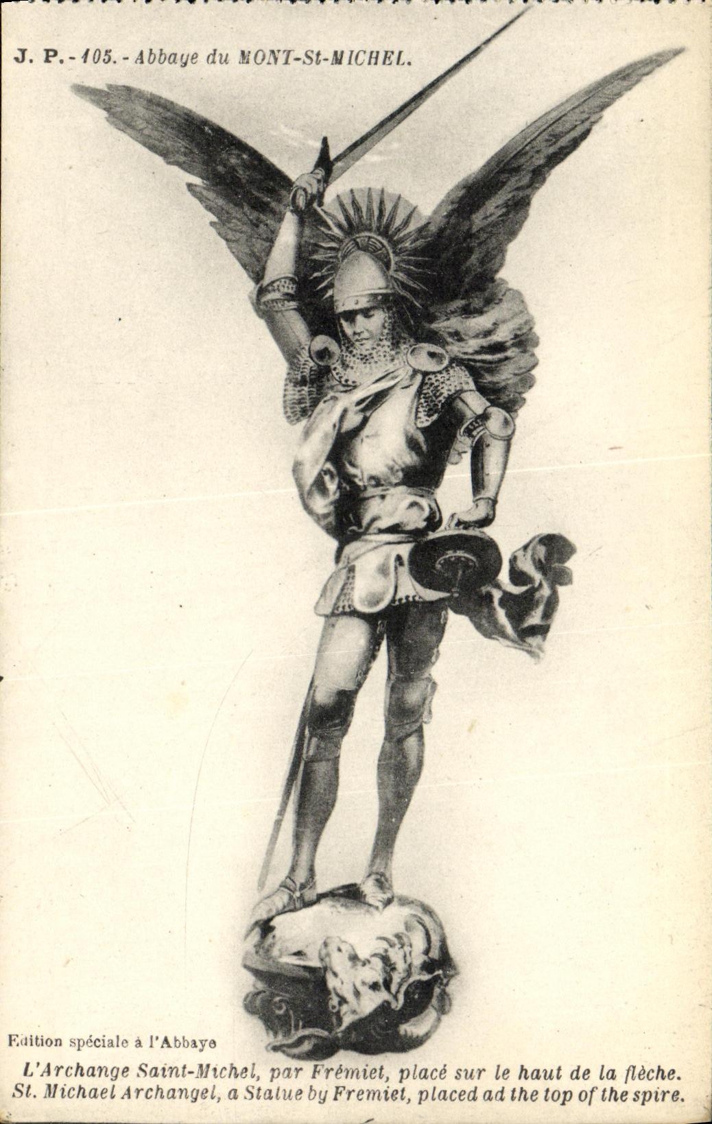 CPA Mont Saint Michel Abbaye Archange Ssaint Michel par Fremiet