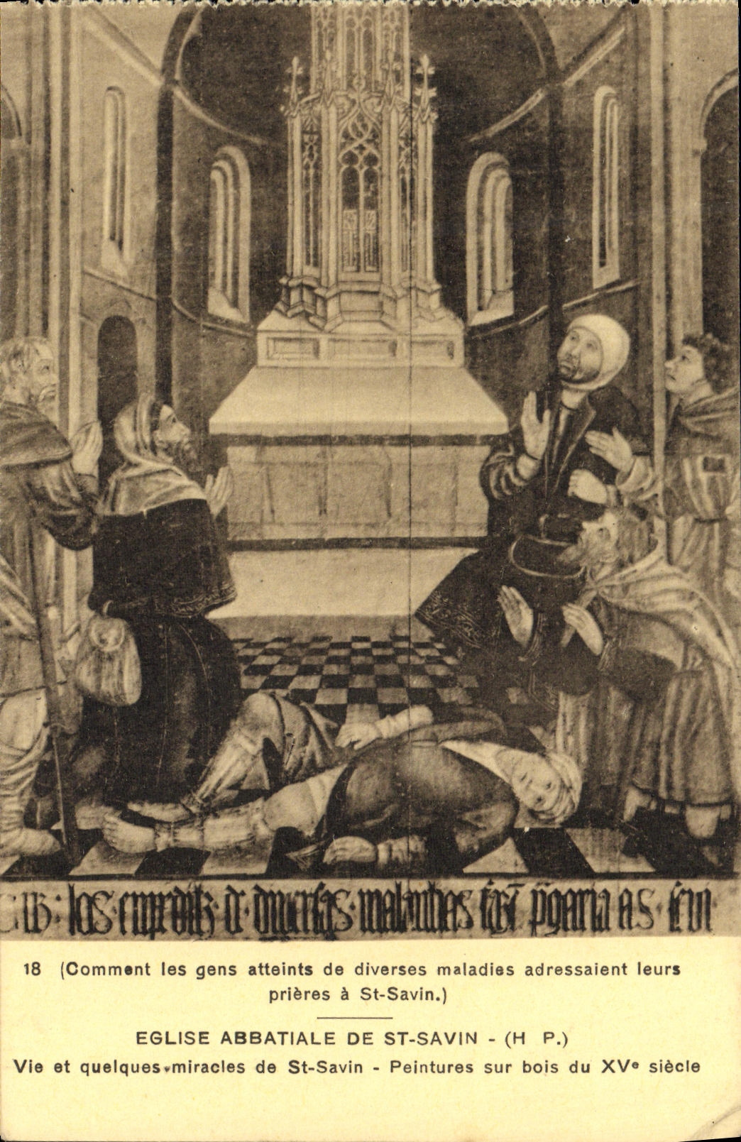 VINTAGE POSTCARD Abbey church Of St Savin Life and Some Miracles of St Savin