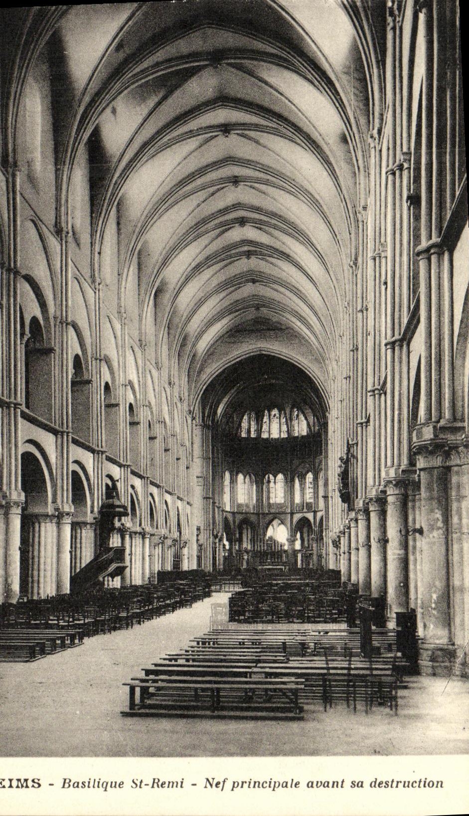 VINTAGE POSTCARD Rheims Basilica Saint Nave Prinicipale before his Destruction