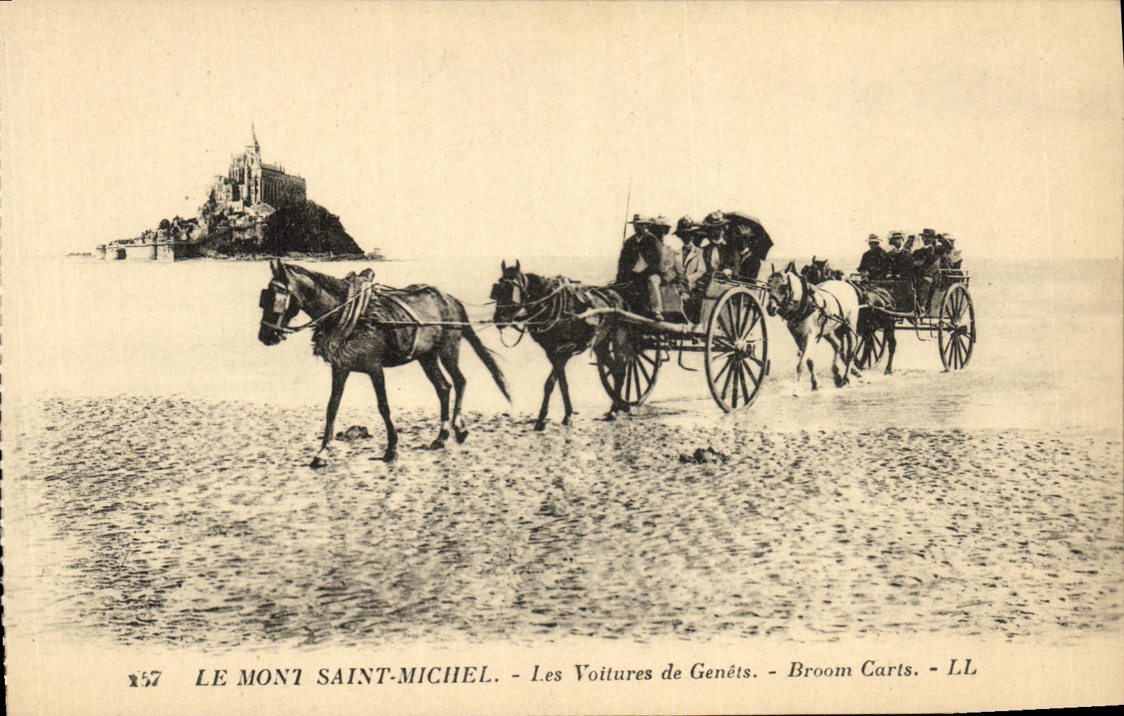 CPA Le Mont Saint Michel Les Voitures de Genets