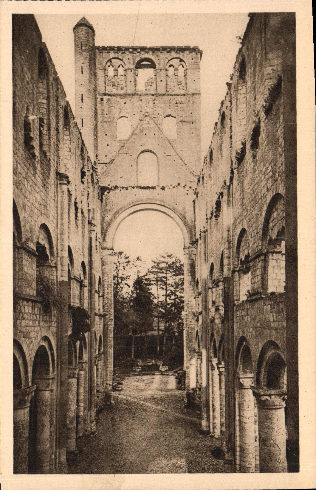 VINTAGE POSTCARD Old Abbey De Jumieges the nave of L Notre Dame church and L triumphal arch