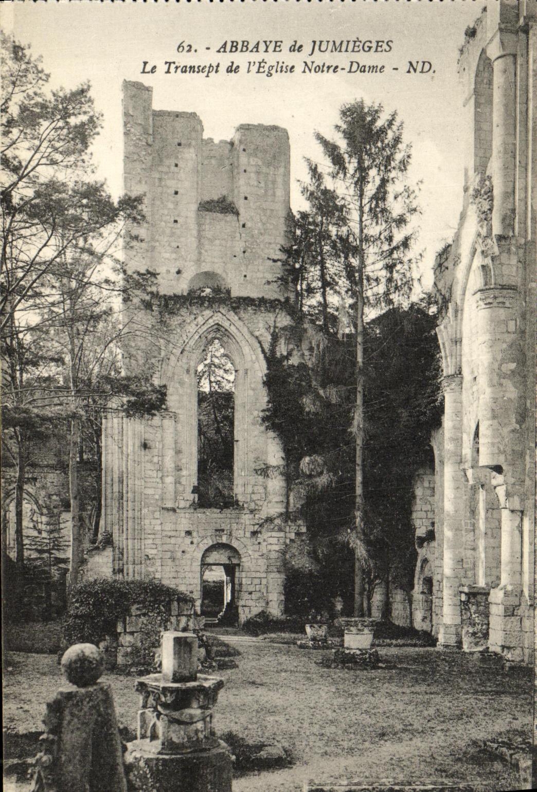 VINTAGE POSTCARD Old Abbey of Jumieges the Transept of L Notre Dame Church